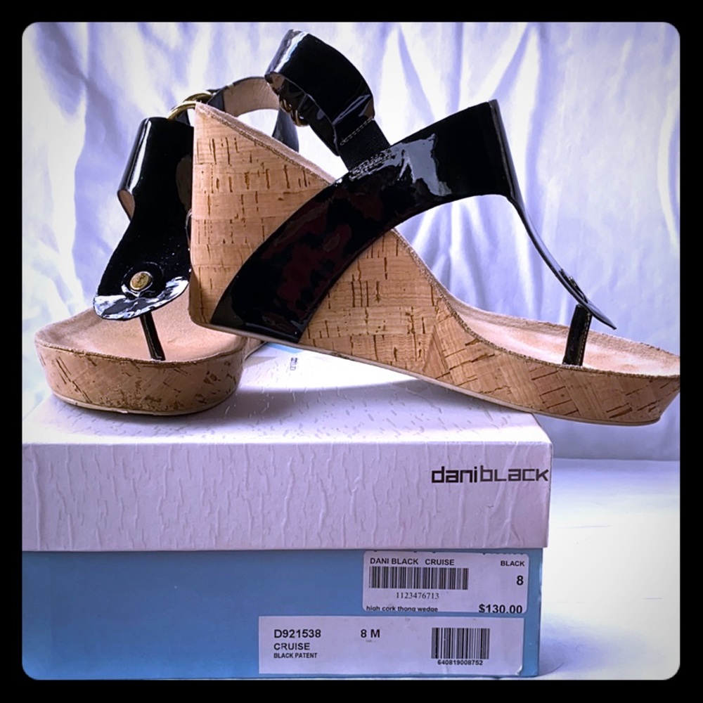 Daniblack Black wedge sandals size 8M